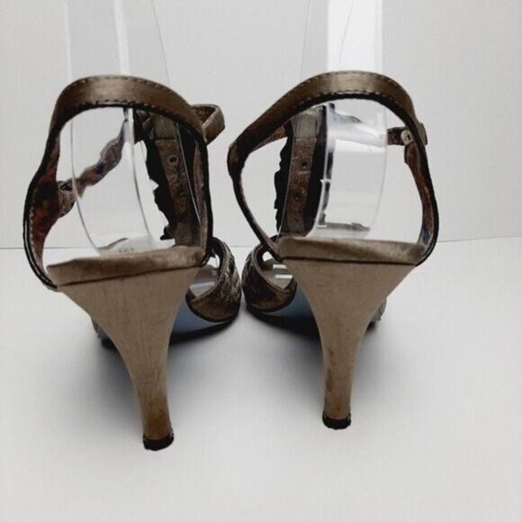 BOBBI BLU Edith Satin Peep Toe Gem T-strap Slingbacks High Heel Shoes Gray Sz 8 - Picture 7 of 11